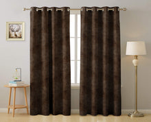 Load image into Gallery viewer, Rayna Decor Suede Velvet Texture Eyelet Door Curtain, Dark Coffee