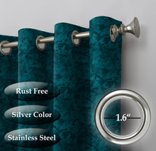 Load image into Gallery viewer, Rayna Decor Velvet Abstract Window Curtain, 5 ft, Turkish Blue & Light Grey, Pack of 3