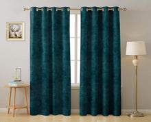 Load image into Gallery viewer, Rayna Decor Suede Velvet Texture Eyelet Door Curtain, Turkish Blue-2