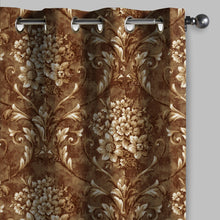 Load image into Gallery viewer, Rayna Decor Set of 2 Soft Luxury Floral Suede Velvet Eyelet Window Curtains, Bronze-2