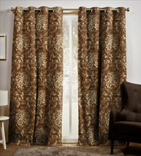 Load image into Gallery viewer, Rayna Decor Set of 2 Soft Luxury Floral Suede Velvet Eyelet Window Curtains, Bronze-2