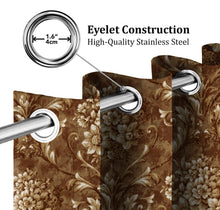 Load image into Gallery viewer, Rayna Decor Set of 2 Soft Luxury Floral Suede Velvet Eyelet Window Curtains, Bronze-2