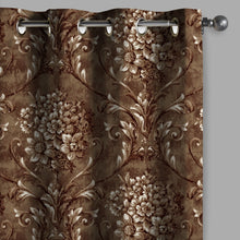 Load image into Gallery viewer, Rayna Decor Set of 2 Soft Luxury Floral Suede Velvet Eyelet Window Curtains, Walnut-2