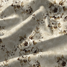 Load image into Gallery viewer, Rayna Decor Set of 2 Soft Luxury Floral Suede Velvet Eyelet Window Curtains, Cream