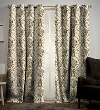 Load image into Gallery viewer, Rayna Decor Set of 2 Soft Luxury Floral Suede Velvet Eyelet Window Curtains, Cream-2