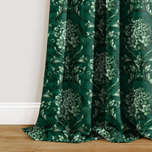 Load image into Gallery viewer, Rayna Decor Set of 2 Soft Luxury Floral Suede Velvet Eyelet Window Curtains, Bottle Green-2