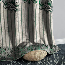 Load image into Gallery viewer, Rayna Decor Set of 1 Floral Damask Jute Jacquard Eyelet Window Curtain with Rust Free Eyelet Rings, Green