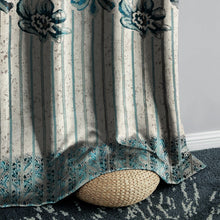 Load image into Gallery viewer, Rayna Decor Set of 1 Floral Damask Jute Jacquard Eyelet Window Curtain with Rust Free Eyelet Rings, Aqua