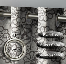 Load image into Gallery viewer, Rayna Decor Set of 1 Floral Damask Jute Jacquard Eyelet Window Curtain with Rust Free Eyelet Rings, Coffee