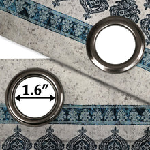 Load image into Gallery viewer, Rayna Decor Set of 2 Floral Damask Jute Jacquard Eyelet Long Door Curtain with Rust Free Eyelet Ringss. - 4x9 feet, Aqua