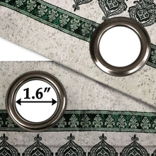 Load image into Gallery viewer, Rayna Decor Set of 2 Floral Damask Jute Jacquard Eyelet Long Door Curtain with Rust Free Eyelet Ringss. - 4x9 feet, Green