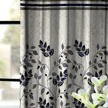 Load image into Gallery viewer, Rayna Decor Set of 2 Floral Damask Jute Jacquard Eyelet Long Door Curtain with Rust Free Eyelet Ringss. - 4x9 feet, Royal Blue-2