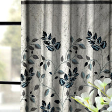 Load image into Gallery viewer, Rayna Decor Set of 2 Floral Damask Jute Jacquard Eyelet Long Door Curtain with Rust Free Eyelet Ringss. - 4x9 feet, Aqua-2