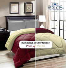 Load image into Gallery viewer, Rayna Decor Soft/Lightweight All Weather Reversible Microfiber Double Comforter/Quilt,90x100 Inches,Plum and Vanilla