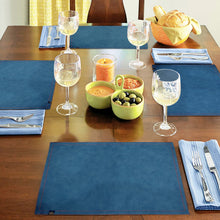 Load image into Gallery viewer, Rayna Decor Leather Dining Placemats for Dining Table Waterproof Wipeable Washable Placemats Heat-Resistant Non-Slip Kitchen Place Mats,Blue