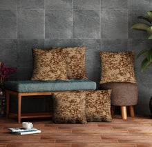 Load image into Gallery viewer, Click to open expanded view Rayna Decor Jacquard Velvet Cushion Covers for Living Room,16x16 Inches, Set of 5,Bronze