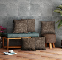 Load image into Gallery viewer, Rayna Decor Jacquard Velvet Cushion Covers for Living Room,16x16 Inches,Set of 5, Smokybrown