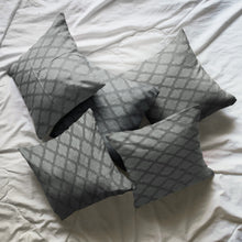 Load image into Gallery viewer, Rayna Decor Jacquard Velvet Cushion Covers for Living Room,16x16 Inches, Set of 5,Silver and Grey-1