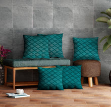 Load image into Gallery viewer, Rayna Decor Jacquard Velvet Cushion Covers for Living Room,16x16 Inches, Set of 5,Teal-1