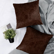 Load image into Gallery viewer, Rayna Decor Texture Suede Imported Velvet Reversible Cushion Covers for Living Room, Pack of 1 & 2, Coffee