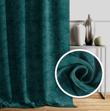 Load image into Gallery viewer, Rayna Decor Soft Luxury Suede Velvet Solid Eyelet Window Curtain (4.5 x 5 Feet), Teal Blue