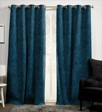 Load image into Gallery viewer, Rayna Decor Soft Luxury Suede Velvet Solid Eyelet Window Curtain (4.5 x 5 Feet), Ultramarine