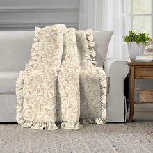 Load image into Gallery viewer, Rayna Decor Super Soft Unique Fringe Design Digital Pattern Suede Velvet Decorative Throw/Sofa Cover for Sofa,Couch, Bed and Living Room,140x125 cms,Pack of 2, Cream