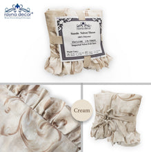 Load image into Gallery viewer, Rayna Decor Super Soft Unique Fringe Design Digital Pattern Suede Velvet Decorative Throw/Sofa Cover for Sofa,Couch, Bed and Living Room,140x125 cms,Pack of 2, Cream