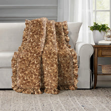 Load image into Gallery viewer, Rayna Decor Super Soft Unique Fringe Design Digital Pattern Suede Velvet Decorative Throw/Sofa Cover for Sofa,Couch, Bed and Living Room,140x125 cms,Pack of 2, Bronze
