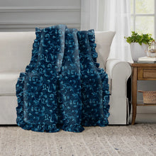 Load image into Gallery viewer, Rayna Decor Super Soft Unique Fringe Design Digital Pattern Suede Velvet Decorative Throw/Sofa Cover for Sofa,Couch, Bed and Living Room,140x125 cms,Pack of 2, Ultramarine