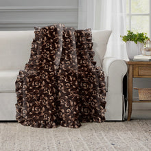 Load image into Gallery viewer, Rayna Decor Super Soft Unique Fringe Design Digital Pattern Suede Velvet Decorative Throw/Sofa Cover for Sofa,Couch, Bed and Living Room,140x125 cms,Pack of 2, Coffee