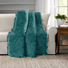 Load image into Gallery viewer, Rayna Decor Super Soft Unique Fringe Design Digital Pattern Suede Velvet Decorative Throw/Sofa Cover for Sofa,Couch, Bed and Living Room,140x125 cms,Pack of 2, Teal Blue