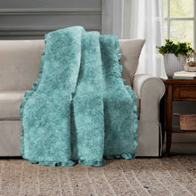 Load image into Gallery viewer, Rayna Decor Super Soft Unique Fringe Design Digital Pattern Suede Velvet Decorative Throw/Sofa Cover for Sofa,Couch, Bed and Living Room,140x125 cms,Pack of 2, Mint