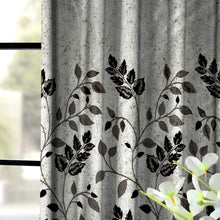 Load image into Gallery viewer, Rayna Decor Set of 2 Floral Damask Jute Jacquard Eyelet Long Door Curtain with Rust Free Eyelet Ringss. - 4x9 feet, Coffee-2
