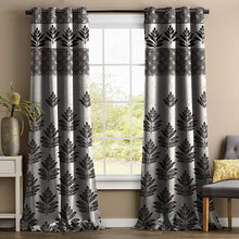 Load image into Gallery viewer, Rayna Decor Set of 2 Floral Damask Jute Jacquard Eyelet Long Door Curtain with Rust Free Eyelet Rings. - 4x9 feet, Coffee-3

