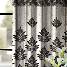 Load image into Gallery viewer, Rayna Decor Set of 2 Floral Damask Jute Jacquard Eyelet Long Door Curtain with Rust Free Eyelet Rings. - 4x9 feet, Coffee-3
