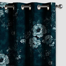 Load image into Gallery viewer, Rayna Decor Set of 2 Soft Luxury Floral Suede Velvet Eyelet Window Curtains, ULTRAMARINE
