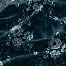 Load image into Gallery viewer, Rayna Decor Set of 2 Soft Luxury Floral Suede Velvet Eyelet Window Curtains, ULTRAMARINE
