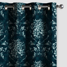 Load image into Gallery viewer, Rayna Decor Set of 2 Soft Luxury Floral Suede Velvet Eyelet Window Curtains, Ultramarine-2
