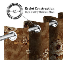 Load image into Gallery viewer, Rayna Decor Set of 2 Soft Luxury Floral Suede Velvet Eyelet Window Curtains, Bronze
