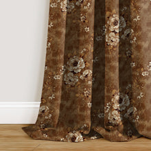 Load image into Gallery viewer, Rayna Decor Set of 2 Soft Luxury Floral Suede Velvet Eyelet Window Curtains, Bronze

