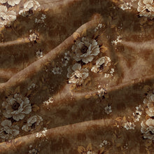 Load image into Gallery viewer, Rayna Decor Set of 2 Soft Luxury Floral Suede Velvet Eyelet Window Curtains, Bronze
