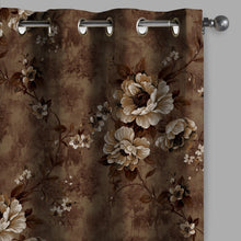 Load image into Gallery viewer, Rayna Decor Set of 2 Soft Luxury Floral Suede Velvet Eyelet Window Curtains, Walnut
