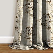 Load image into Gallery viewer, Rayna Decor Set of 2 Soft Luxury Floral Suede Velvet Eyelet Window Curtains, Cream
