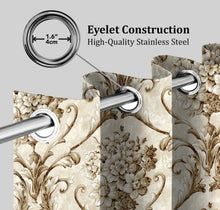 Load image into Gallery viewer, Rayna Decor Set of 2 Soft Luxury Floral Suede Velvet Eyelet Window Curtains, Cream-2
