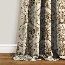 Load image into Gallery viewer, Rayna Decor Set of 2 Soft Luxury Floral Suede Velvet Eyelet Window Curtains, Cream-2
