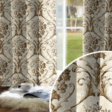 Load image into Gallery viewer, Rayna Decor Set of 2 Soft Luxury Floral Suede Velvet Eyelet Window Curtains, Cream-2
