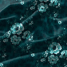 Load image into Gallery viewer, Rayna Decor Set of 2 Soft Luxury Floral Suede Velvet Eyelet Window Curtains, Teal Blue
