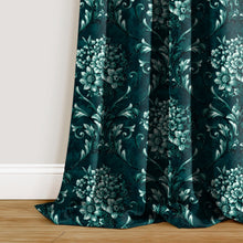 Load image into Gallery viewer, Rayna Decor Set of 2 Soft Luxury Floral Suede Velvet Eyelet Window Curtains, Teal Blue-2
