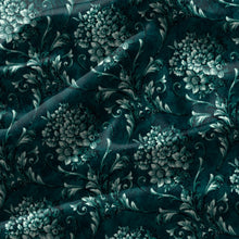 Load image into Gallery viewer, Rayna Decor Set of 2 Soft Luxury Floral Suede Velvet Eyelet Window Curtains, Teal Blue-2
